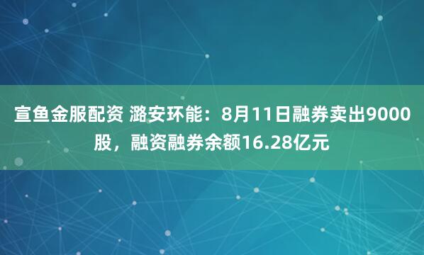 宣鱼金服配资 潞安环能：8月11日融券卖出9000股，融资融券余额16.28亿元